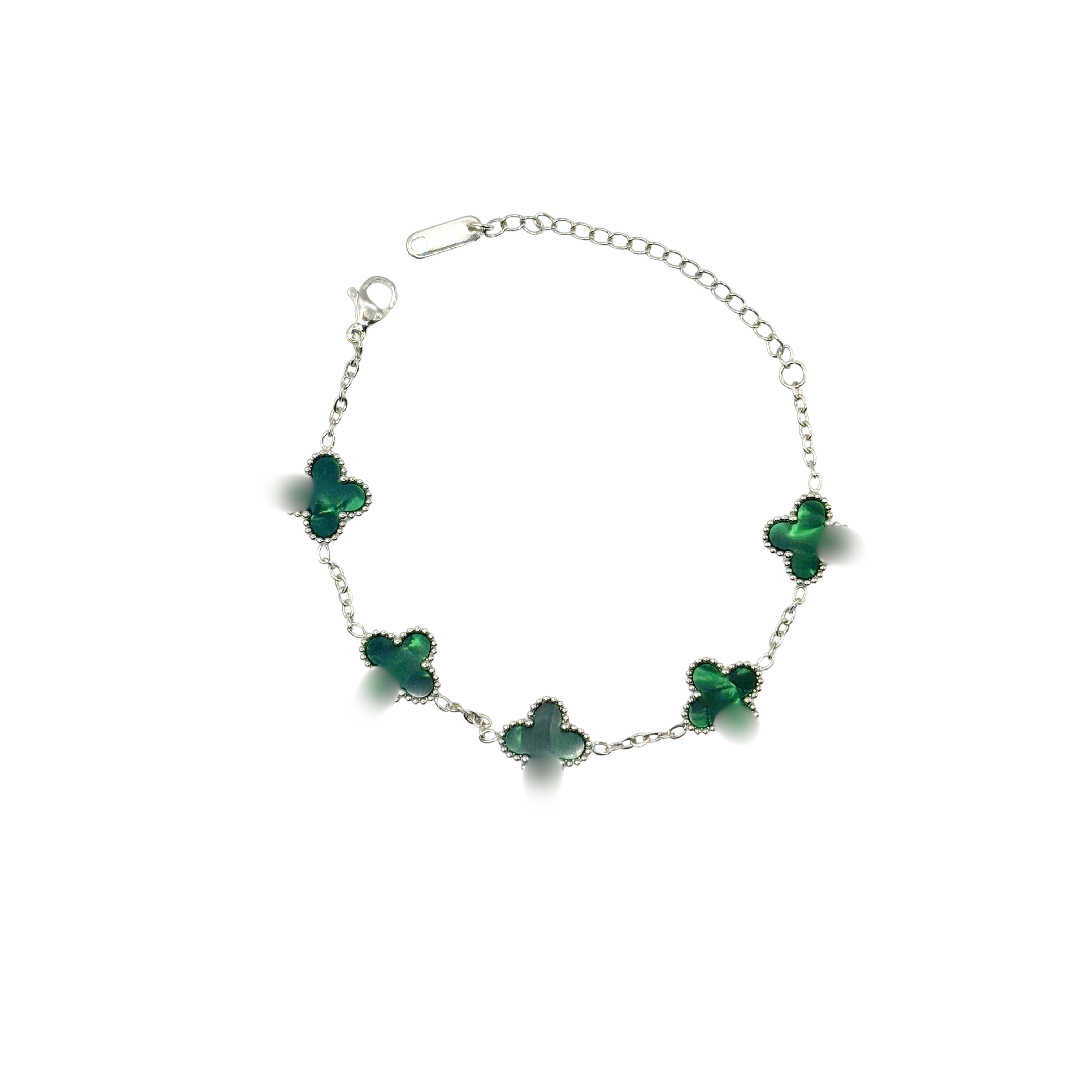 Green + Silver Clover Bracelet