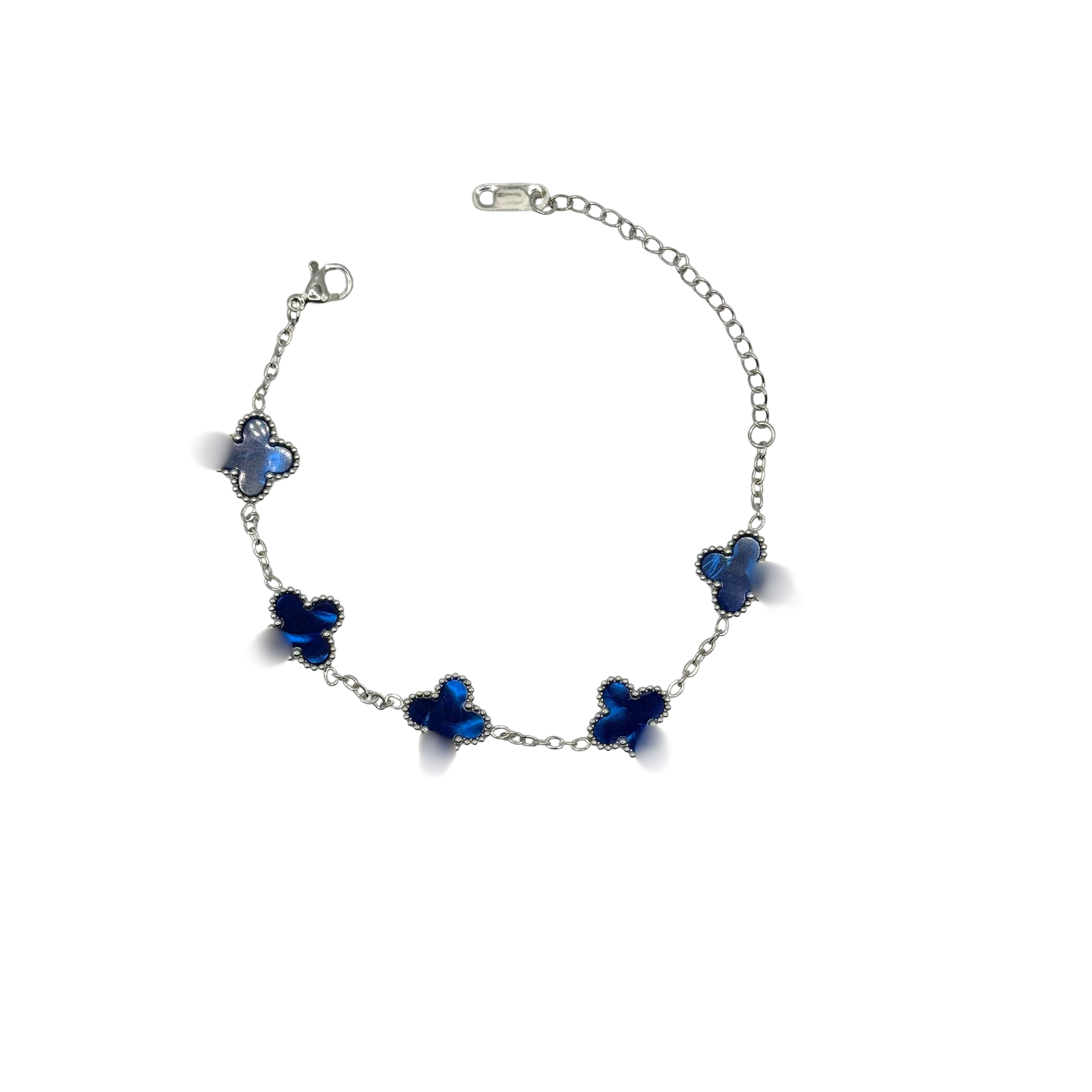 Blue + Silver Clover Bracelet