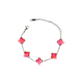 Magenta + Silver Clover Bracelet