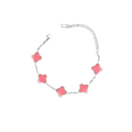 Pink + Silver Clover Bracelet