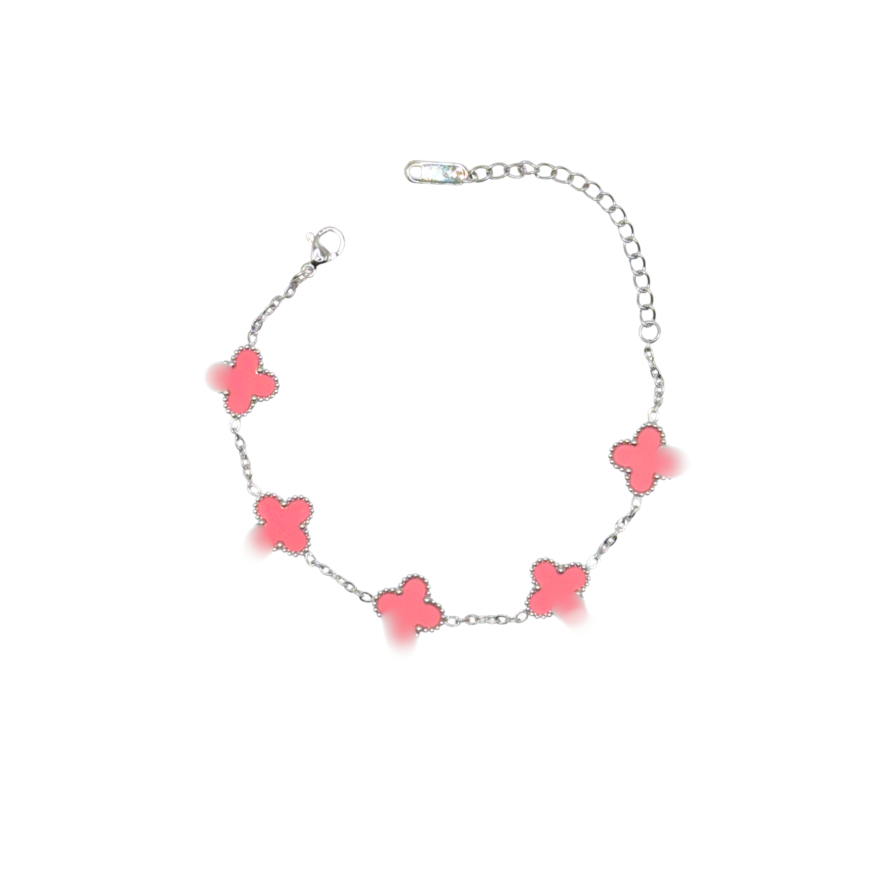 Pink + Silver Clover Bracelet