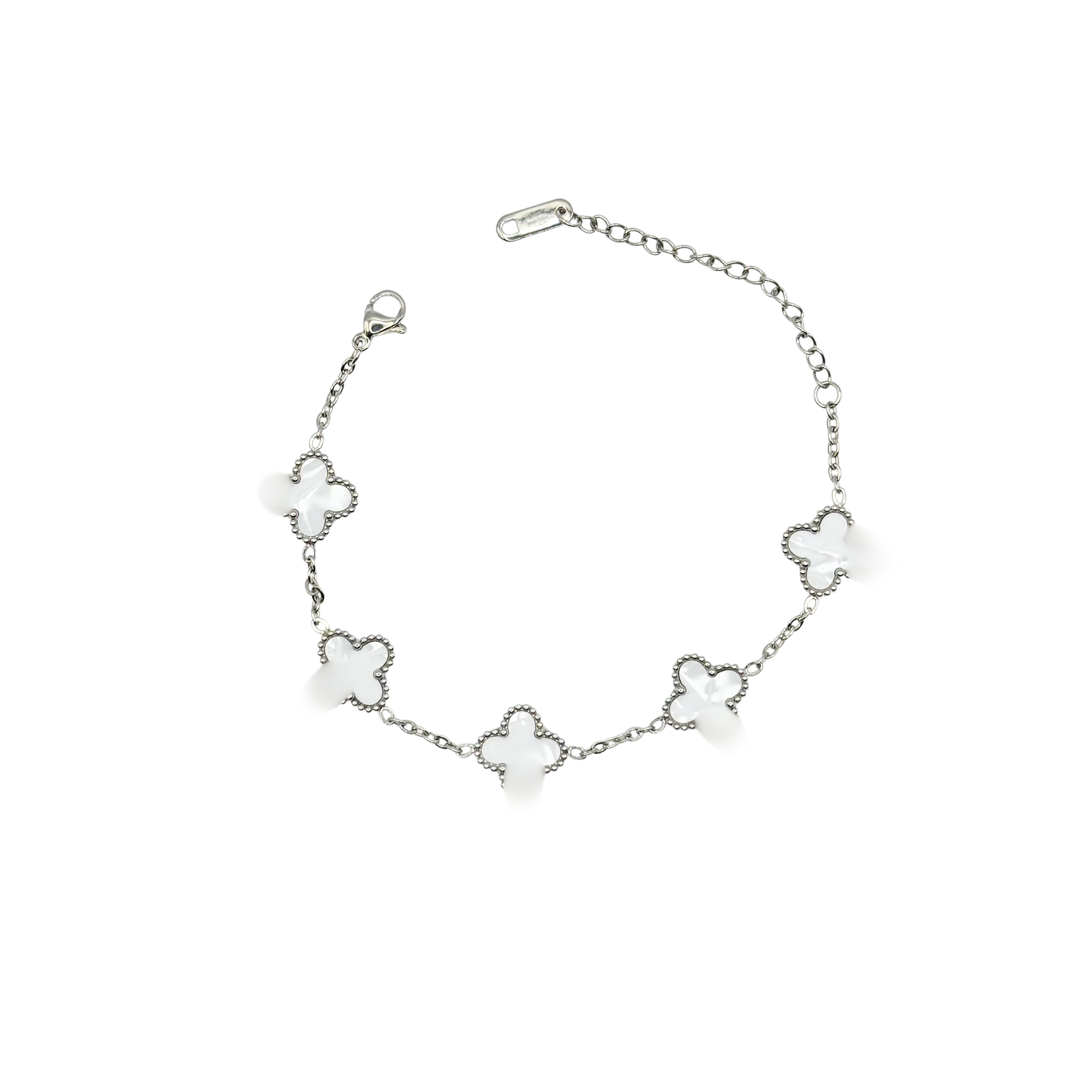 White + Silver Clover Bracelet